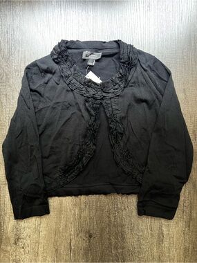 dressbarn Black Ruffled V-Neck Top